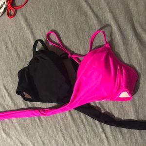 Black and Pink Bikini Top